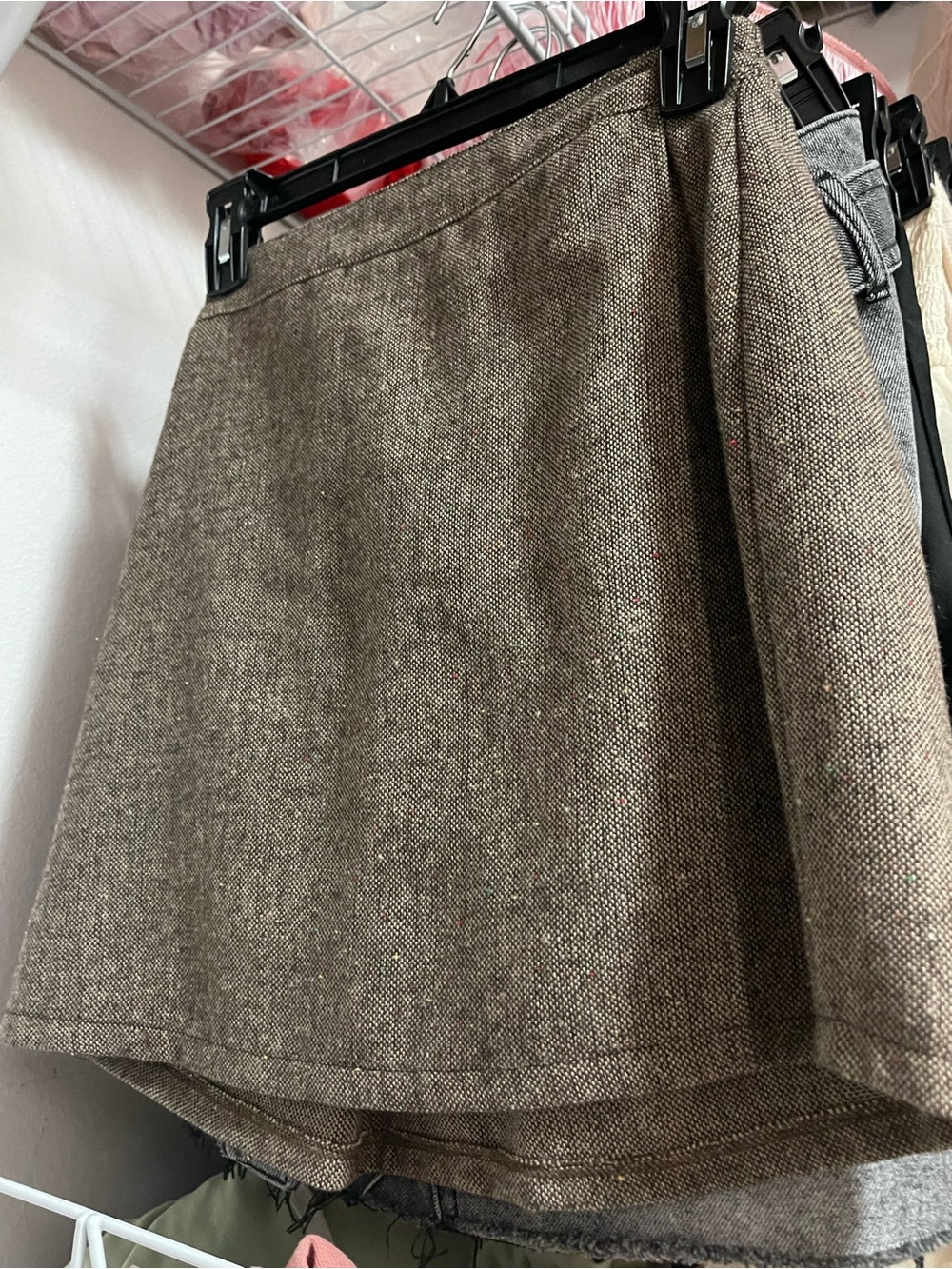 Copper Key Brown Tweed Mini Skirt